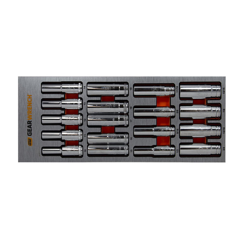 Gearwrench 18 Pc. 1/2in Drive 6 Point Deep Socket Metric