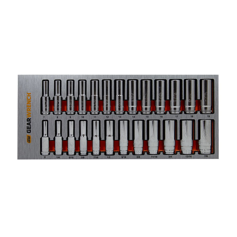 Gearwrench 25 Pc 3/8in Drive 6 Point Deep Socket Metric &