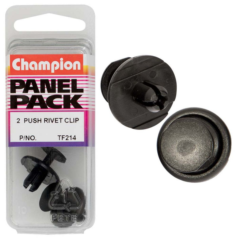 Champion Fasteners Push Rivets-Col: Black-Len: 9mm-Hole: