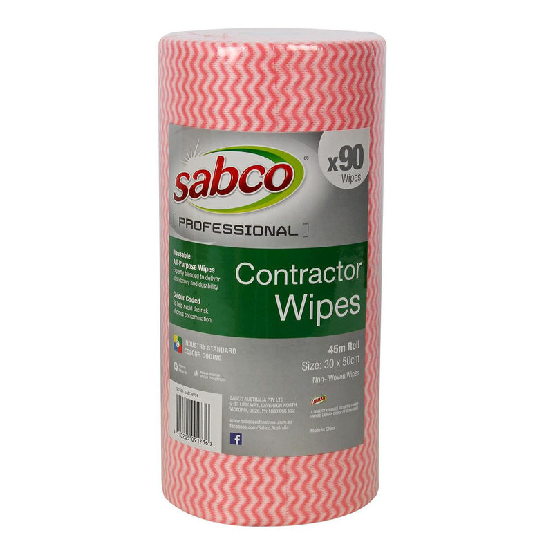 Sabco Pro Contractor Wipes 90 Sheet Roll Red