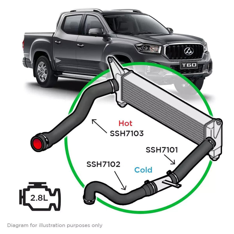 Saas Silicone Intercooler 3 Pipe and clamp kit LDV T60