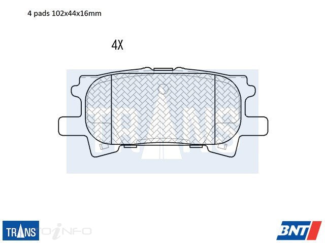 TRANS Brake Pads Transmission Rear Lexus RX 03-On - DB1518TR