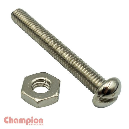 Champion Fasteners Machine Screw Pan Slot & Hex Plain Nut