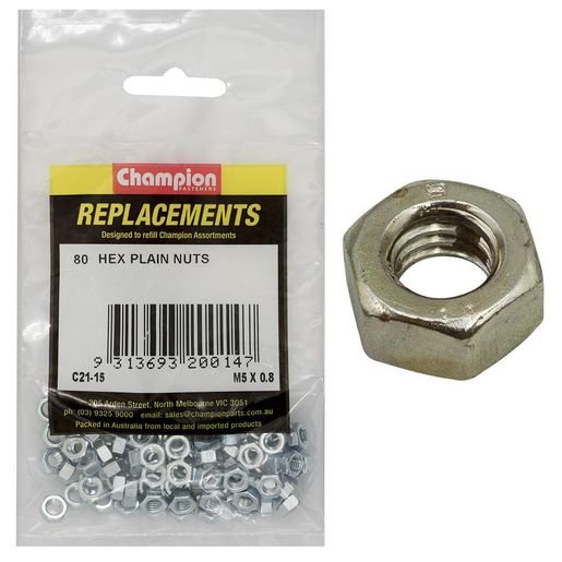 Champion Fasteners Hex Plain Nut High Tensile M5 X 0.8mm