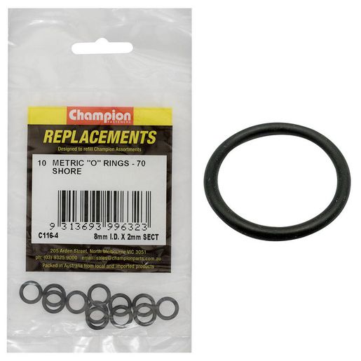Champion Fasteners O Ring Nitrile Rubber 70 Shore 2mm X