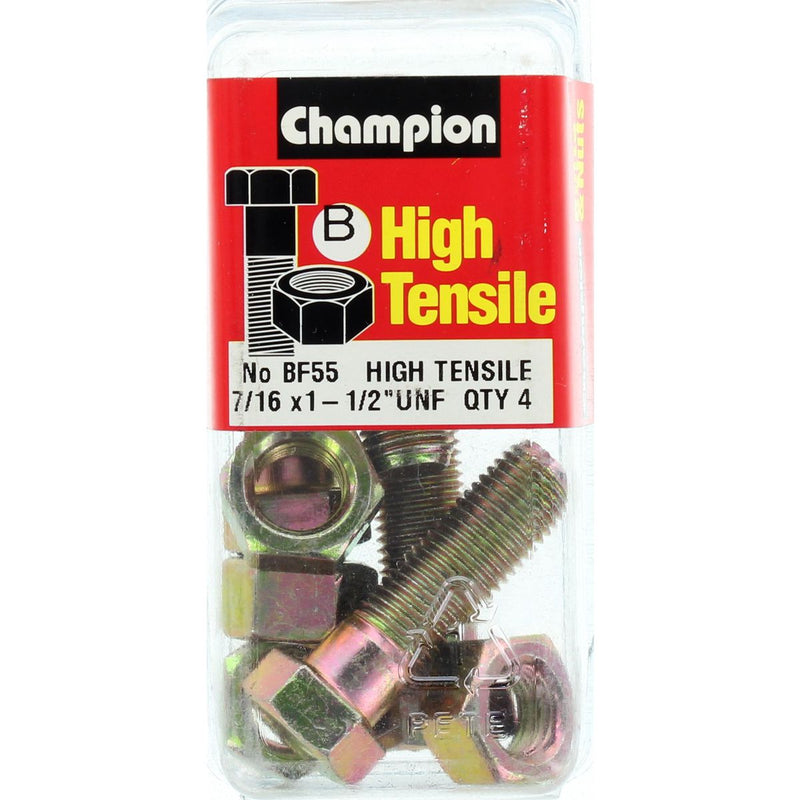 Champion Fasteners Hex Bolt & Nut High Tensile 7/16In X