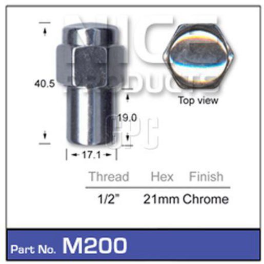 Nice Mag Wheel Nut 1/2" Medium Shank M200