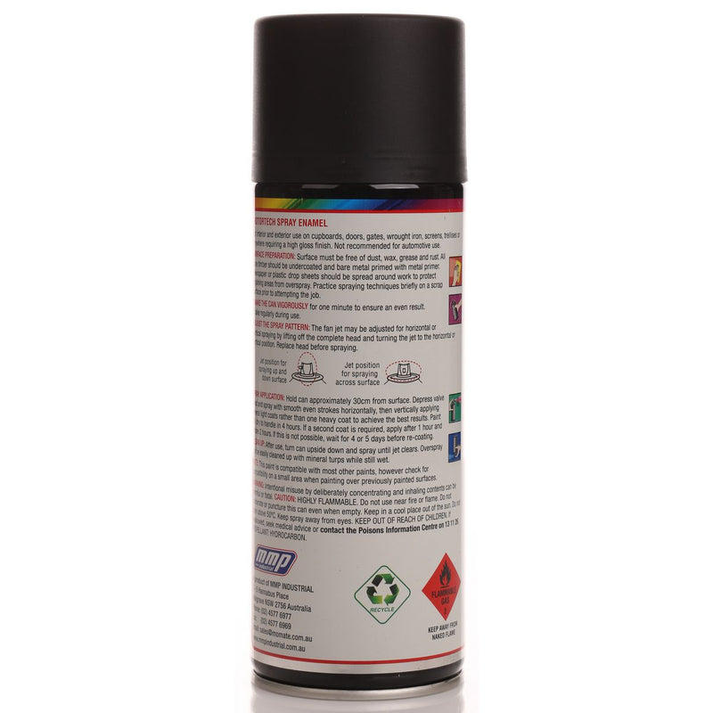 Motortech Aerosol Spray Enamel Satin Black 250g MT201