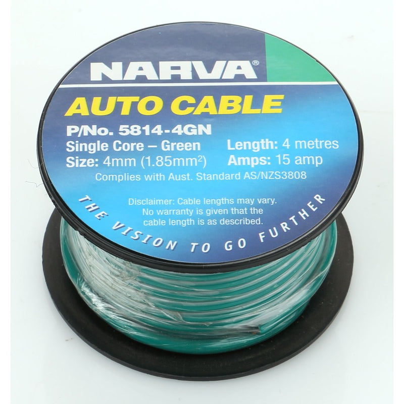 Narva Auto Cable 15A 4mm x 4m Green 5814-4GN