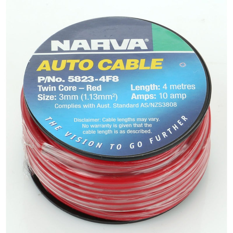 Narva Cable Figure 8 10A 3mm x 4m Red/Black 5823-4F8
