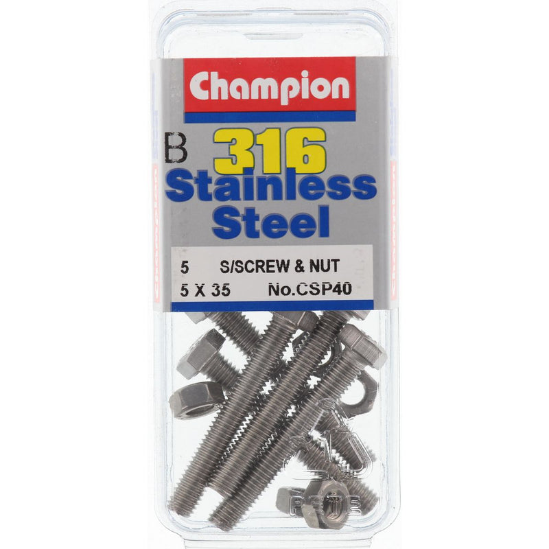Champion Fasteners Hex Set Screw & Nut Stainless Steel