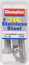 Champion Fasteners Hex Set Screw & Nut Stainless Steel