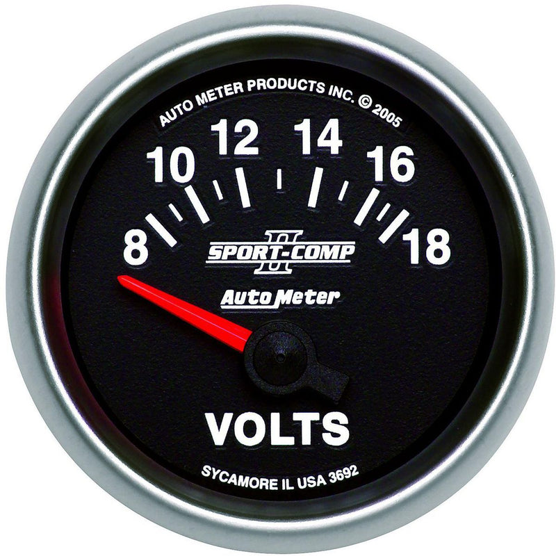 Autometer Sport-Comp II 2-1/16in Voltmeter Gauge 8-18V