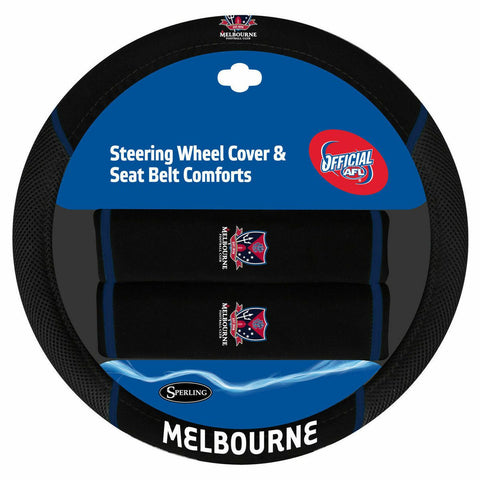 AFL Steering Wheel Cover/Seat Belt Cover Set - Melbourne