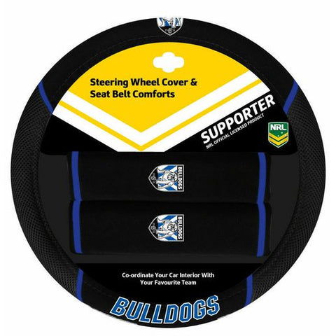 NRL Steering Wheel Cover/Seat Belt Cover Set - Canterbury