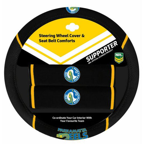 NRL Steering Wheel Cover/Seat Belt Cover Set - Parramatta