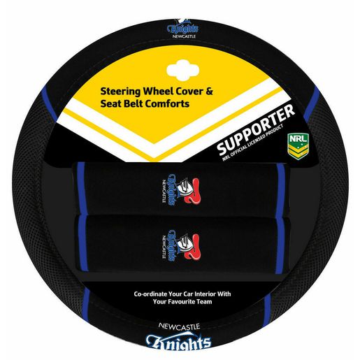 NRL Steering Wheel Cover/Seat Belt Cover Set - Newcastle