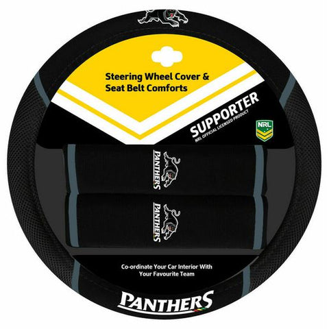 NRL Steering Wheel Cover/Seat Belt Cover Set - Penrith