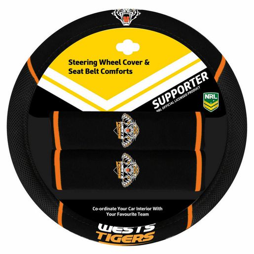 NRL Steering Wheel Cover/Seat Belt Cover Set - Wests