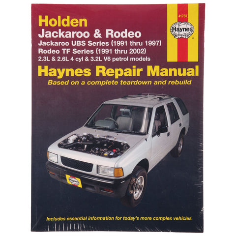 Haynes Repair Manual Suits Holden Jackaroo & Rodeo 91-02