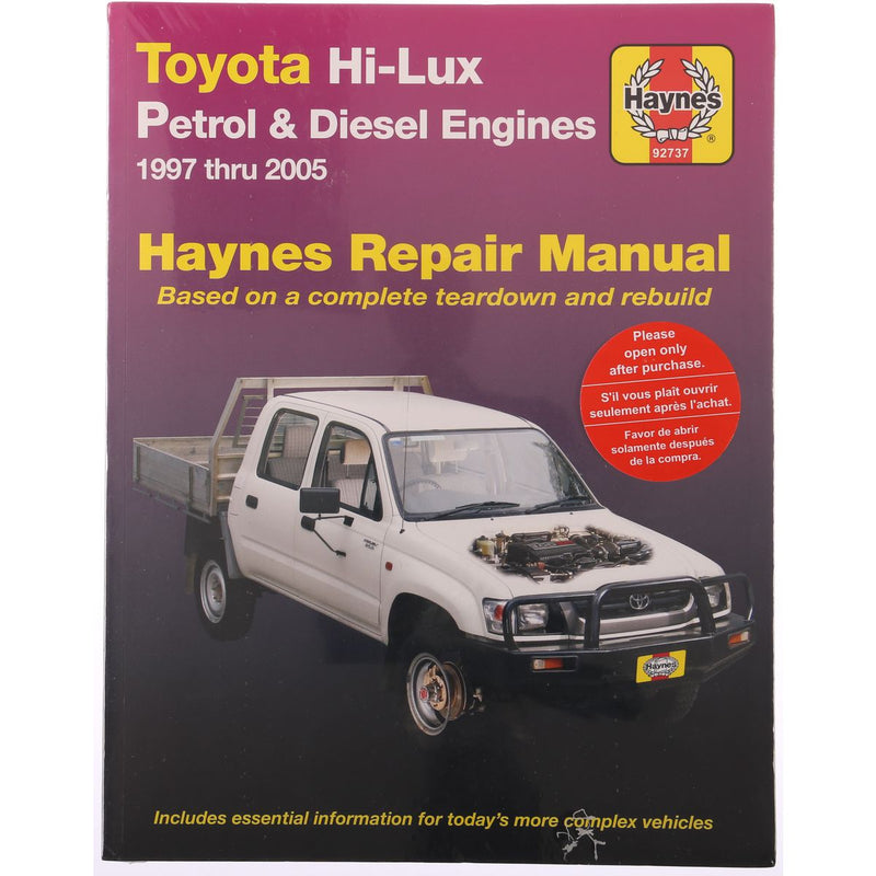 Haynes Repair Manual Suits Toyota Hi Lux 4x4 & 4x2 97-05