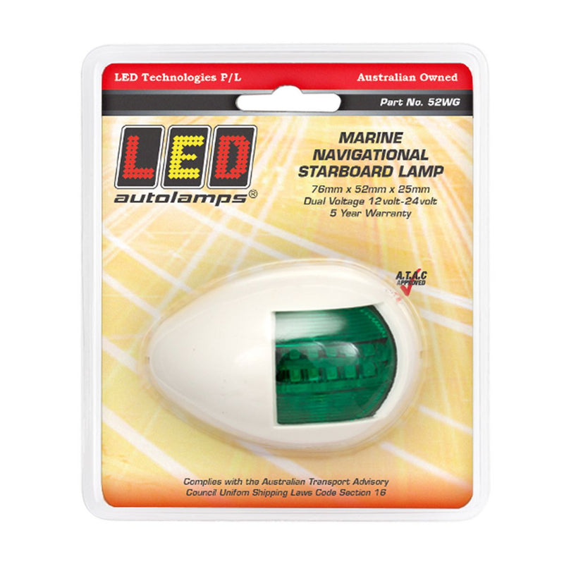 LED Autolamps Starboard Navigation Lamp with White
