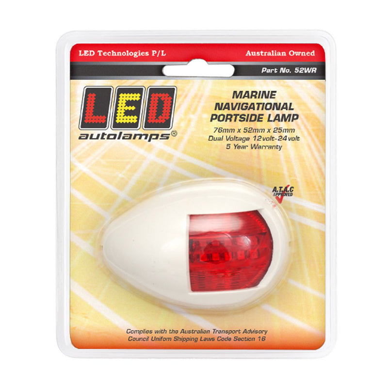 LED Autolamps Portside Navigation Lamp with White Bracket
