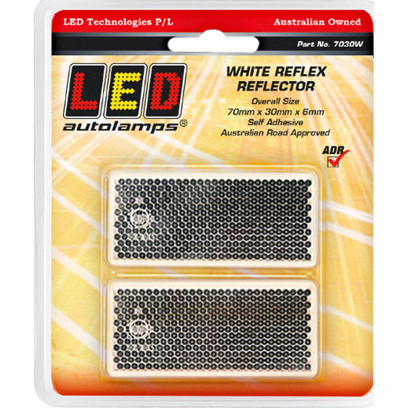 LED Autolamps Reflector White 70mmx30x6mm Rectangular