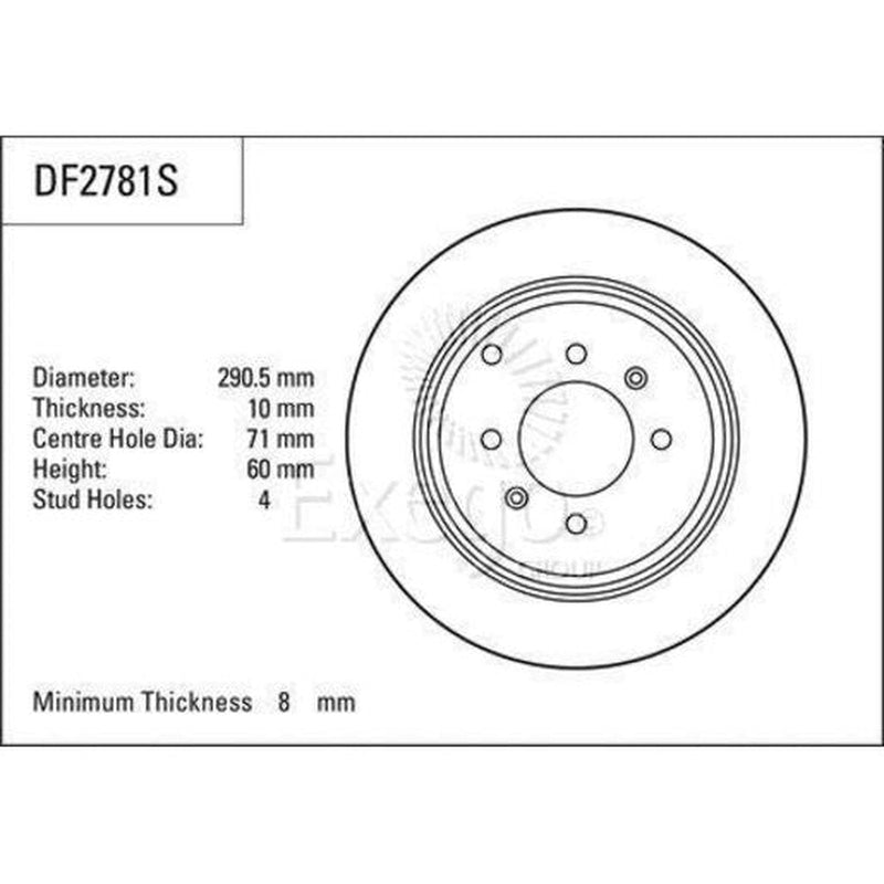 TRW Brake Rotor Pair 290.5mm Rear DF2781S