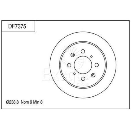 TRW Brake Rotor 238.8mm Rear DF7375S