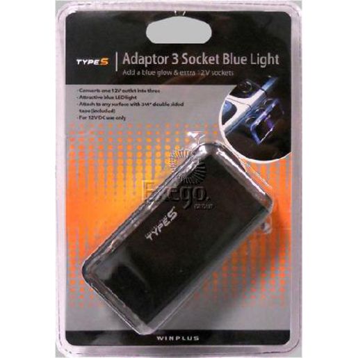 Winplus Australia Adaptor-3 Socket Blue Light AC50554