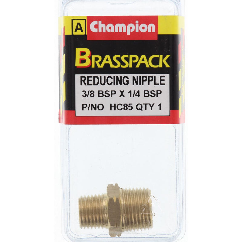 Champion Brass Reducing Nipple 3/8 BSP x 1/4 BSP HC85
