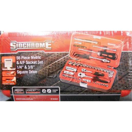 Sidchrome Socket Set 56Pc 1/4In 3/8In Drive SCMT10351