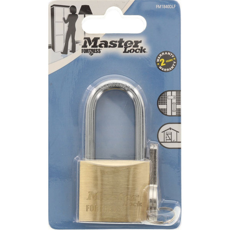 Master Lock Fortress Brass Padlock w/Long Shank 40mm