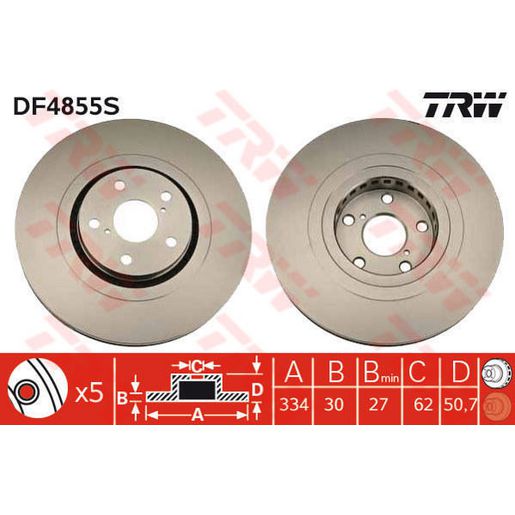 TRW Brake Rotor Front LH DF4855S