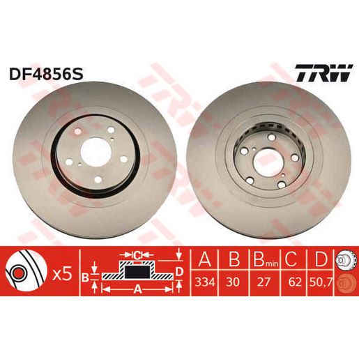 TRW Brake Rotor Front RH DF4856S