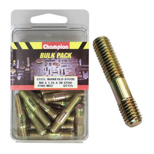 Champion Manifold Stud M8 x 38 x 1.25mm 25Pk MS2