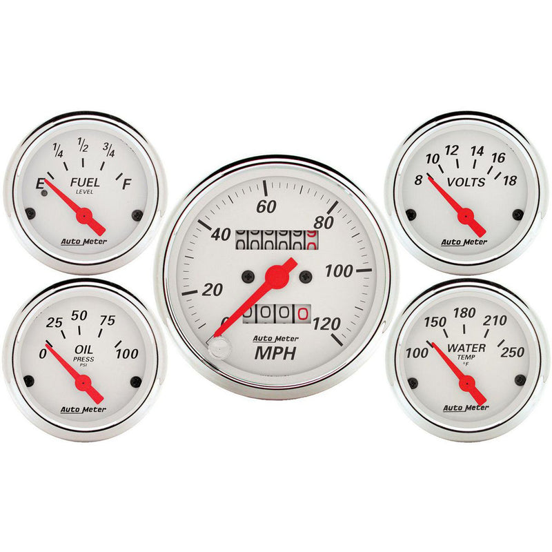 Autometer Arctic White 5 Piece Gauge Kit AU1300