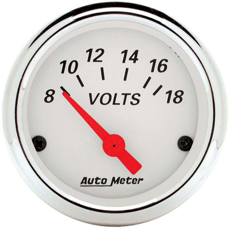 Autometer Arctic White 2-1/16in Voltmeter 8-18V Short