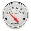 Autometer Arctic White 2-1/16in Voltmeter 8-18V Short