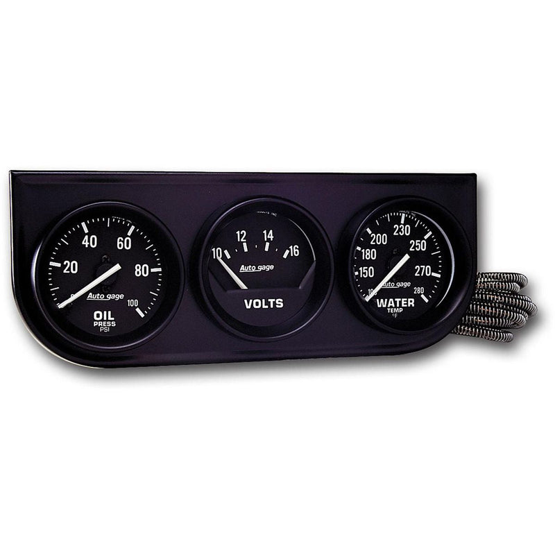 Autometer 2-1/16in 3 Gauge Console Oil Volts Water Black