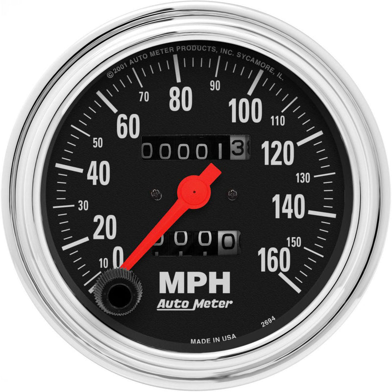 Autometer Trad Chrome 3-3/8in Speedometer 120MPH