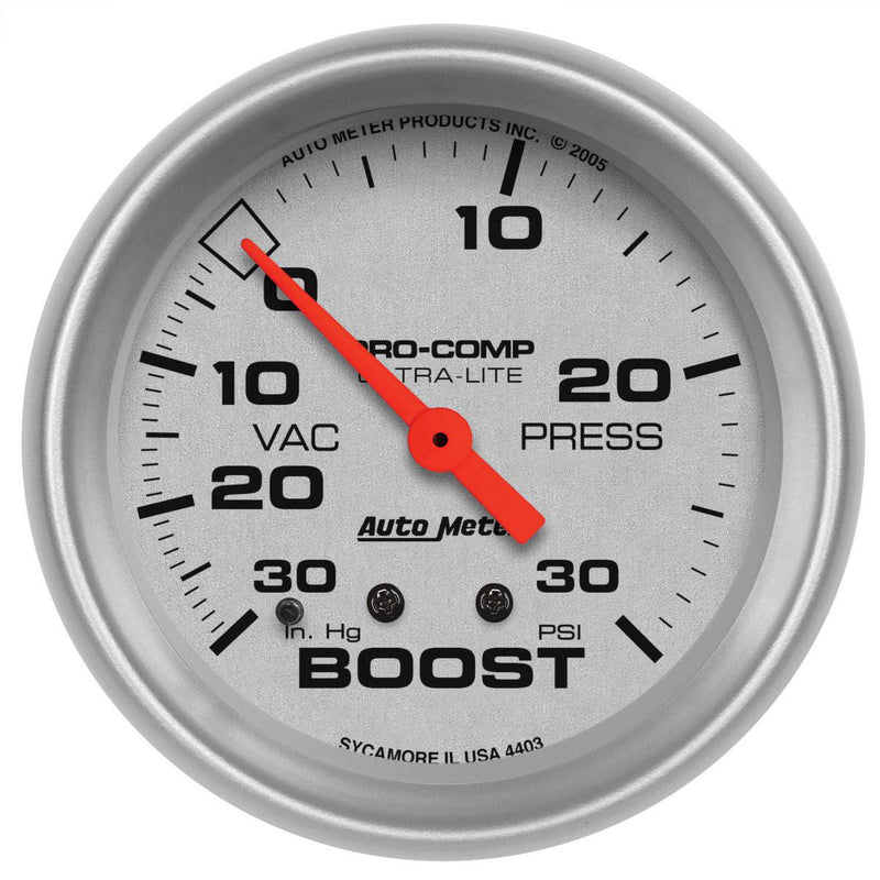 Autometer Ultra-Lite 2-5/8in Boost/Vacuum Gauge 30in/Hg