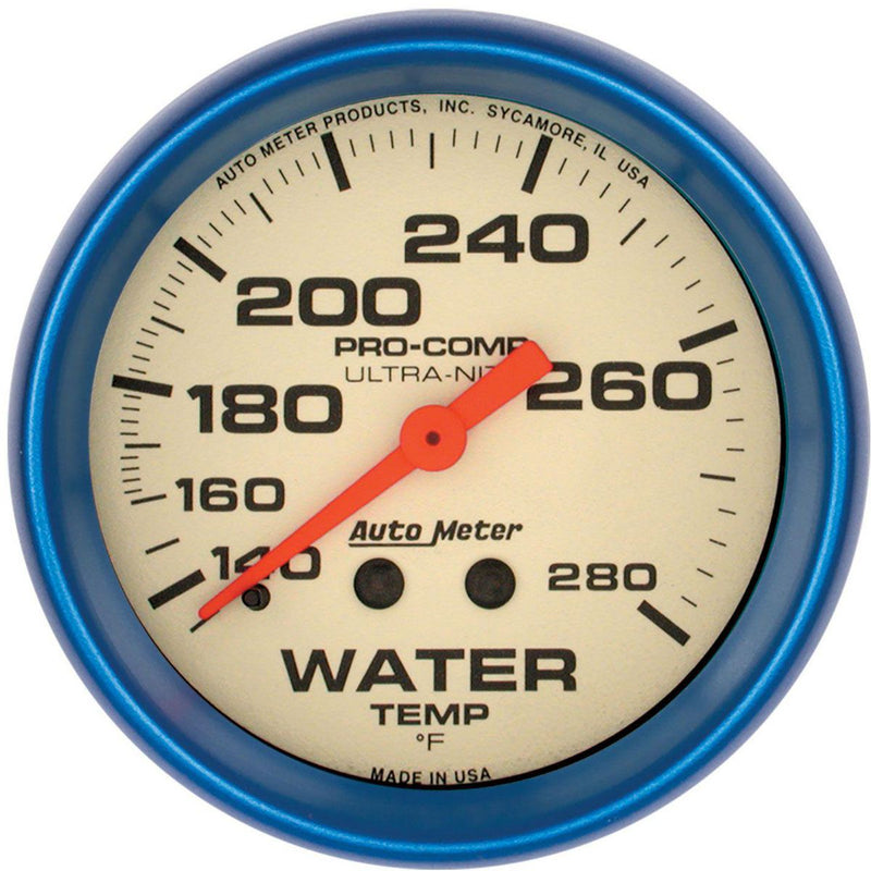 Autometer Ultra Nite 2-5/8in Water Temp Gauge 140-280F