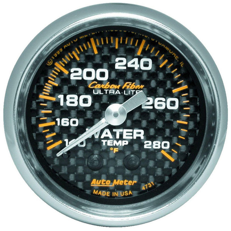 Autometer Carbon Fiber 2-1/16in Water Temp Gauge 140-280F
