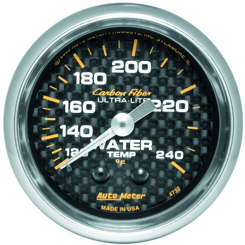 Autometer Carbon Fiber 2-1/16in Water Temp Gauge 120-240F