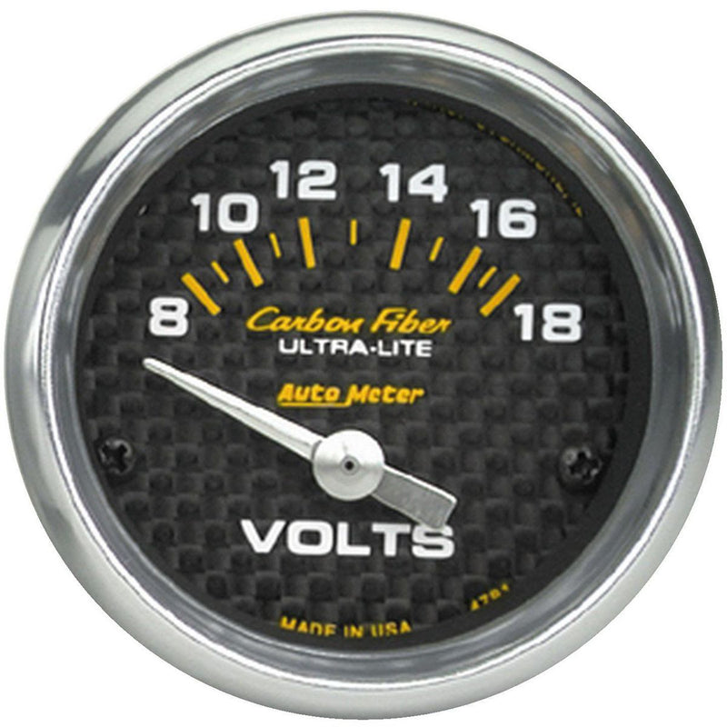 Autometer Carbon Fiber 2-1/16in Voltmeter 0-18V Short