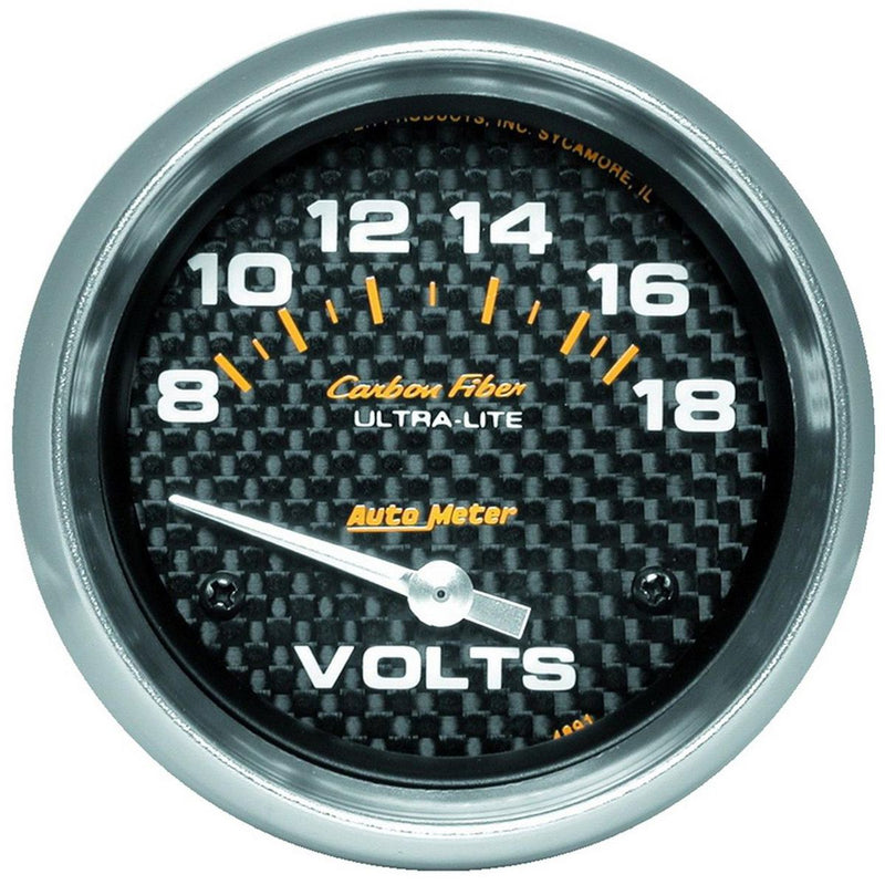 Autometer Carbon Fiber 2-5/8in Voltmeter 8-18V Short