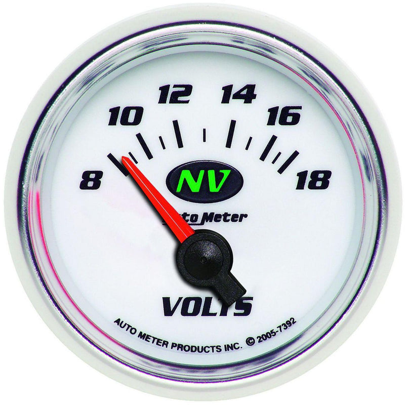 Autometer NV Series 2-1/16in Voltmeter 8-18V Short Sweep
