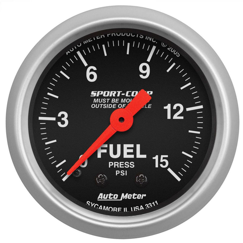 Autometer Sport-Comp 2-1/16in Fuel Pressure Gauge 0-15